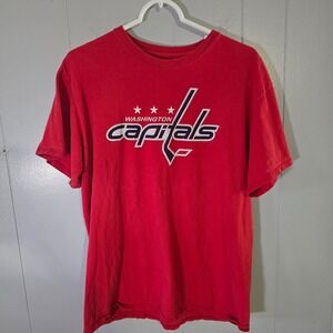 Fanatics Mens Washington Capitals Evgeny Kuznetsov 92 Red TShirt Distressed Logo
